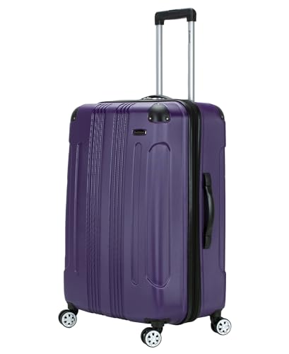 Image of Rockland London Hardside Expandable Spinner Wheel Luggage, Purple, Checked-Large 28-Inch