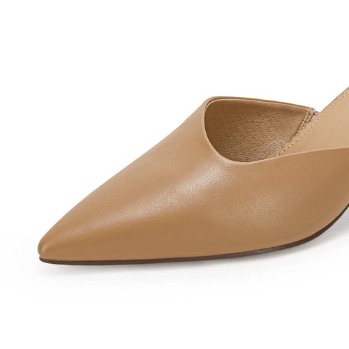 Image of Coutgo Womens Pointed Toe V Cut Mules Chunky Block Heels Slip On Clogs Fashion Office Slides Shoes