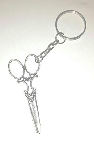 DB - 1 Llavero con Colgante de Tijeras, para peluquería, barbería, Amuleto de la Suerte