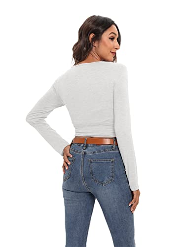 Image of Famulily Women's Sexy Deep V Neck Bandage Surplice Wrap Crop Top