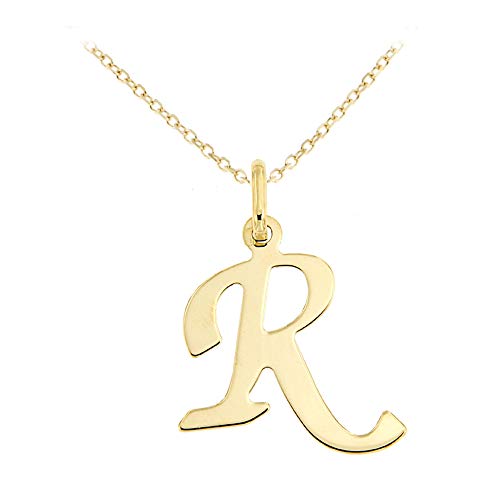 Collier lettre or jaune qui ne noircit pas chaîne fine femme pendentif initiale anti-allergie