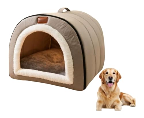 Fiozwea 秋冬用の丈夫なキルティングポータブル犬用ベッド、猫用ベッド、犬用パオ、ラウンドベッド、厚みのあるペットフェンスベッド、ペット用ネストベッド、ドーム、屋内、冬と夏の防寒、スタイリッシュ、小/中/大、屋内で洗える猫用ベッド、犬用ベッド、ソファ、