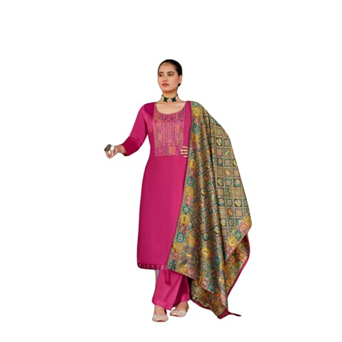 Costume en coton brodé haut de gamme avec son dupatta de fête