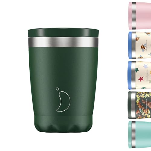 Chill's Taza de Café Aislada - Tazas de Café de Pared Doble con Tapa - Acero Inoxidable - Verde Mate, 340ml Chill's Taza de Café Aislada - Tazas de Café de Pared Doble con Tapa - Acero Inoxidable - Verde Mate, 340ml