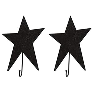 Black primitive star hooks rustic country primitive decor 6 x 45 inch primitive star wall hook 2 pc  urban country home decor