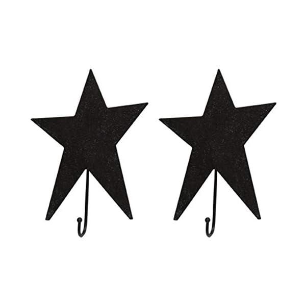 Black primitive star hooks rustic country primitive decor 6 x 45 inch primitive star wall hook 2 pc  urban country home decor