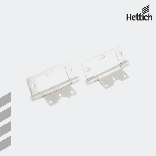 Image of Hettich HBN-13-4325ZM /102 Flush Hinge 4 inchx3 inchx2.5 inch | 40kg Load /Pair | Heavy-Duty Butt Hinge for Wood, Metal & PVC Doors | in /Out Swing | Easy Installation | 5-Year Warranty | Pack of 1 (2 Hinges)