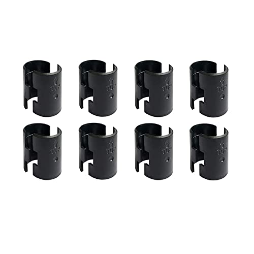 Image of WAFJAMF 16 Pcs 8 Pairs Wire Shelving Shelf Lock Clips for 1 inch Post Black | Durable plastic rack sleeves replacements fits 1 inch metal poles with layer height adjustment stability