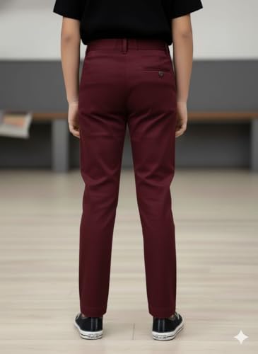 Image of A.T.U.N. (ALL THINGS UBER NICE) Boys Regular Fit Formal Chinos | Smart School & Occasion Wear Bottoms | Smooth, Comfortable & Tailored Look Pants