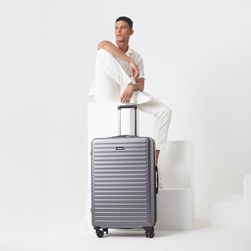 Image of Assembly Large Check-in Suitcase with 3 Packing Cubes & TSA Lock, Durable Polycarbonate Hard Shell Luggage for Adventure Travel, Grey, 28-Inch