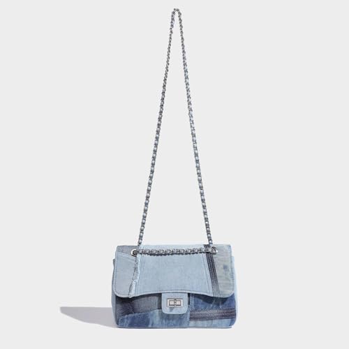 Trendy Denim Shoulder Bag for Women, Ladies Designer Purses, Medium Flap Crossbody Handbag, Women Retro Fashion Purse4