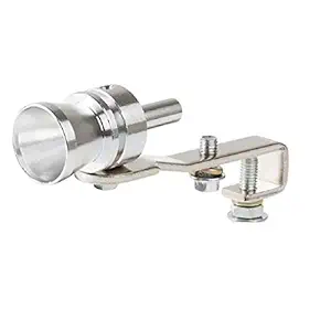 Pivalo PVLCSES Universal Turbo Sound Car Silencer Whistle Exhaust Pipe Blowoff Valve Simulator for Cars (Silver, Medium)