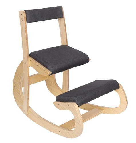 FARFELLNY Ergonomic Kneeling Chair, Kneeling Chair, Wooden Ergonomic Chair, Knee Chair Posture Chair, with backrests Rocking Angled Seat, Office Chair for Desk, Posture Corrector, Max Load 330 lb