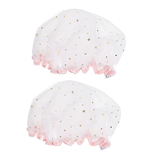 FOMIYES Bathing Cap for Women Soft Lightweight 2pcs Waterproof Shower Caps for Girls