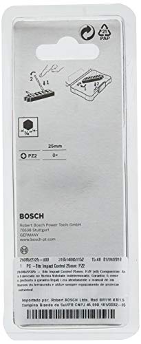 Bosch 2608522325-000, Bits Impact Control PZ2 (X8), Preto, 25 mm
