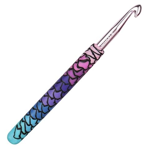 Coopay Mermaid Crochet Hook 8.0 mm for Chunky Yarn, Solid Metal Hook UK Size, Crafted Clay Crochet Hooks for Arthritic Hands, Crochet Needles Soft Grip Handle for Crochet Beginners Cover