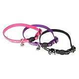 Toddmomy 3個可能な猫用首輪 ベル付き 反射 魚柄 子猫用 屋外使用に適したネックレス 夜間視認性