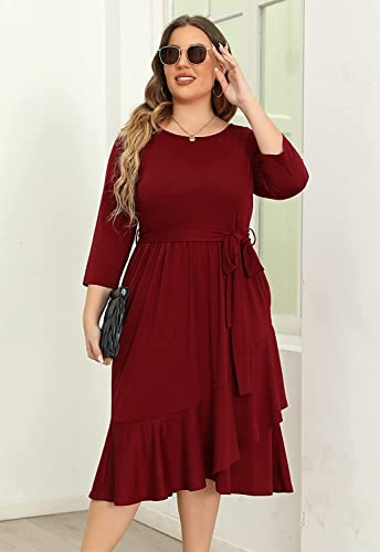 Image of TASHVIKA'S Women's Plus Size Flowy Wrap Ruffle Maxi Dress