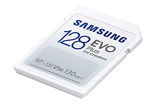 Samsung EVO Plus Full Size 128 GB SDXC Card 130MB/s Full HD & 4K UHD, UHS-I, U3, V30 (MB-SC128K/AM)