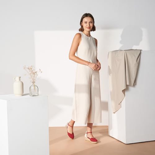 Image of Viscata Pubol Espadrille Canvas Low Wedges with Ankle Strap Spain Handmade 2 inch Heel Women's Sandals with Breathable Organic Cotton Canvas and 100% Natural Jute for all Occasions: Casual, Work, Party