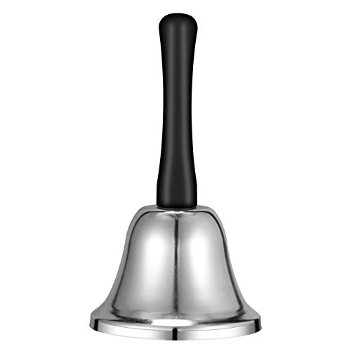 VABNEER Campanillas de Metal Metal té Mano Bell Timbre de Recepción Timbre de recepción de Hotel Timbre Campanilla Servicio Bell Alarma (Plata)
