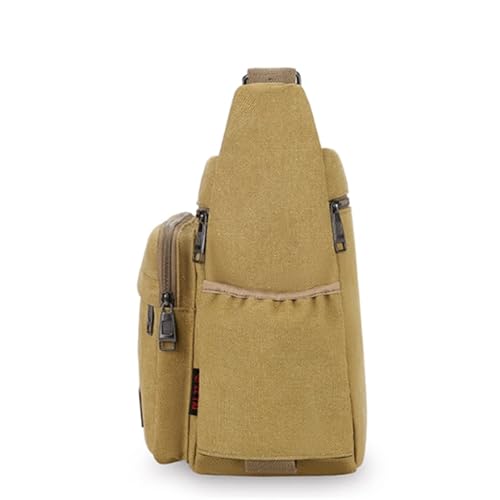Sling Vintage Shoulder Bag for Men, Canvas, Messenger Crossbody Bag, Multi Pocket, for Travel Work Busines, 13 * 10.6in3