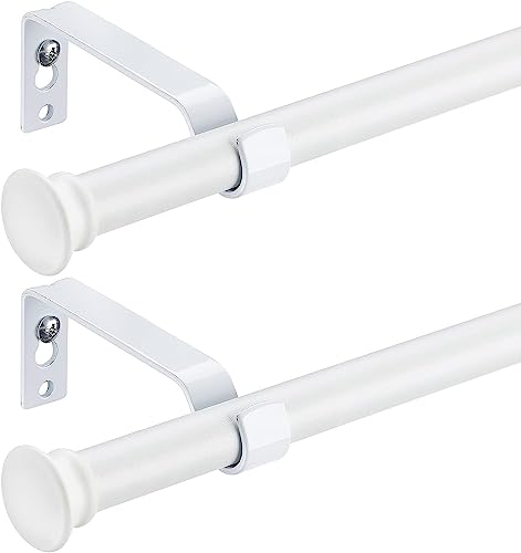 Tringle à Rideaux, 71-157 cm Tringle à Rideau Extensible avec Couvercle et Supports Ensemble de Quincaillerie en Acier Inoxydable Réglable - 16mm de Diamètre...
