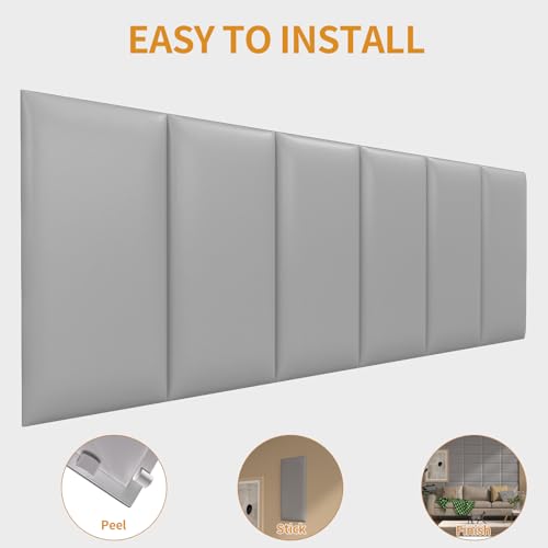 Image of Headboards Wall Panel for Twin, Self-Adhesive 3D Upholstered Panel for Bedroom /Living Room (6 Pieces 9.84 in x 23.6 in)