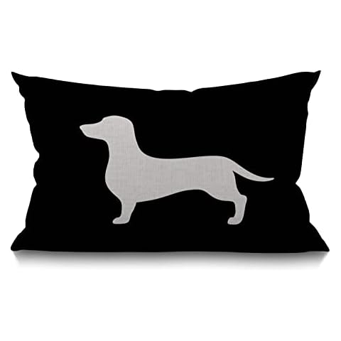 BGBDEIA Dachshund Lumbar Cushion Cover 30X50cm 12x20 Inch Decorative Bedroom Living Room Dog with Black Background Rectanglar Throw Pillow Cover for Bed Sofa Couch Cover