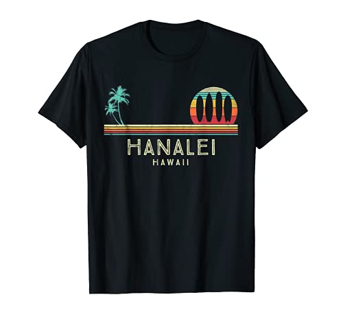 Vintage Hawaii Hanalei Beach Palmiers Tropical - Surf T-Shirt