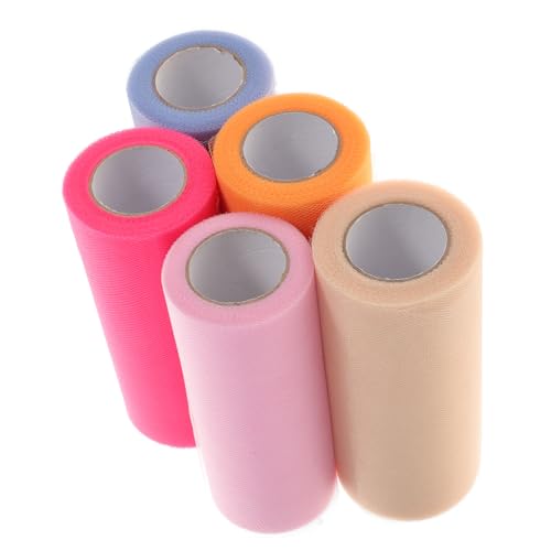 HOODANCOS 5pcs 6 25 Poly Mesh Ribbon Lace Ribbon Party Ribbon Decoration Tulle Material Yarn Spooler Wrapping Tulle Craft Ribbon Tulle Fabric Ribbon Wedding Decorations Tulle Yarn