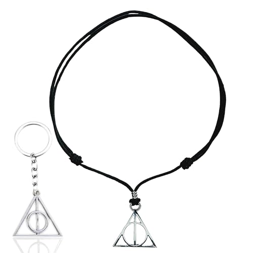 Colgante Hary Reliquias de la Muerte Collar Reliquias y Llavero Hary Collares Hary Colgante Triángulo las Reliquias Pack Llavero y Collar Hary Cosplay