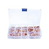 280PCS M5-M20 Purple Copper Gasket Set, Heat Resistant Sealing Washers, Copper Flat Washers for Industrial Automotive Oil Seal Applications