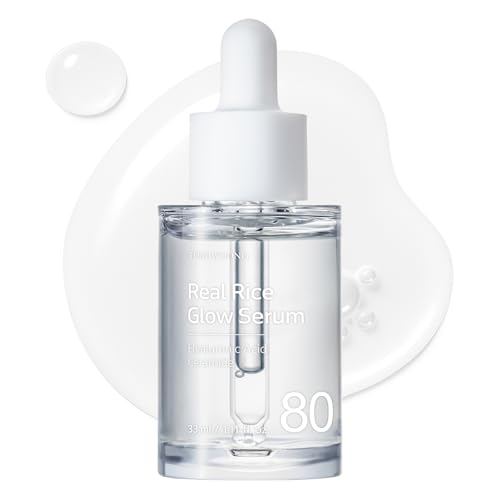 TOSOWOONG Real Rice Glow Serum, 80% agua de salvado de arroz y niacinamida para manchas oscuras, tono desigual y luminosidad, cuidado diario K-Beauty, 33 ml / 1.11 fl. oz.