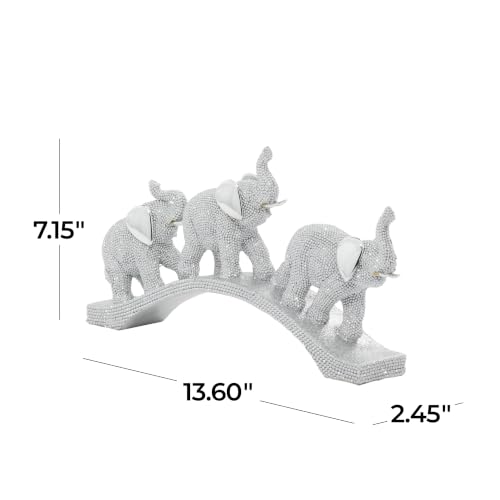 Escultura Decorativa Elefante de Polystone Plata 2x14x7 in miniatura 6