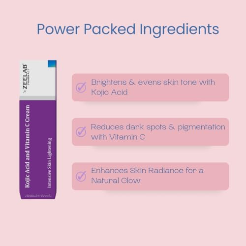 Zeelab Kojic Acid 2% and Vitamin C Cream (20g Tube Each) | Best for Pigmentation, Dark/Age Spots & Uneven Skin Shade