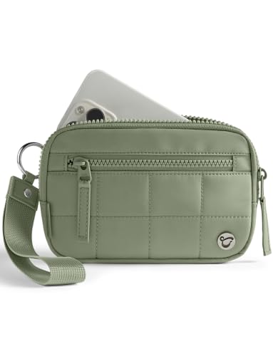 Image of Uselike Womens Wallet Card Holder Purse with Zipper Quilted Phone Wallet RFID Blocking Small Wristlet Wallets for Everyday, Travel (Sage Green, Small)