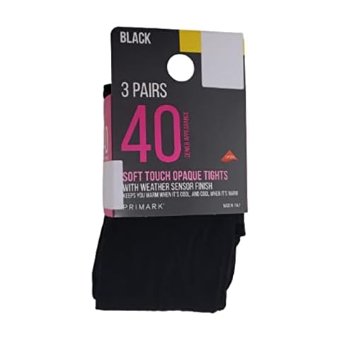 Women's Black Tights 3 Pairs 40 Denier Soft Touch Opaque Tights With Lycra (Black, 40 Denier, l) Cover