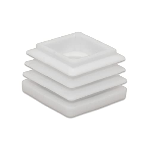 Image of Flyshop White M8 Threaded Plastic Plugs Square Tube End Caps Tubing Plugs Inserts Furniture Glider 25 mm x 25 mm 4 Pcs