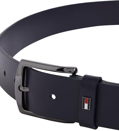Tommy Hilfiger Ceinture Homme Denton 3,5 cm Cuir, Bleu (Space Blue), 105 cm
