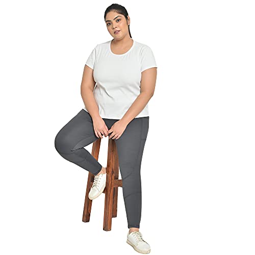 PINKSHINK Plus Size Stretchable Active Wear Gym Wear/Yoga Pants with Pockets for Women (Slate Grey, 4XL)