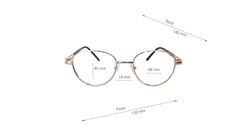 Image of Bifocal Distance Zero Near +1.00 to +3.00 Reading Glasses For Men Women, Metal Oval Shape Medium Size Full Frame With Unbrekable Anti Reflected Fibre Glasses