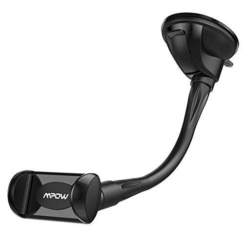 Mpow Windshield Phone Mount, Washable Sucker Car Phone Mount, Short Gooseneck Car Cell Phone Holder Windshield Mount Compatible iPhone 11 Pro Max/XS/XR/X/8/7/6 Plus etc