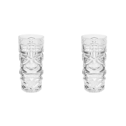 TOM FOX Cocktail TIKI Tasse en verre Maori Tiki 360 ml (Lot de 2)
