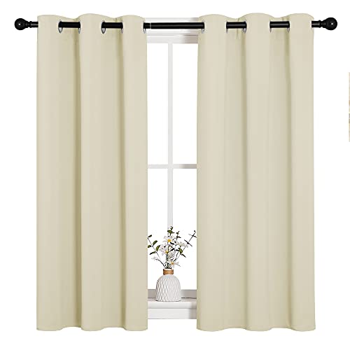 Image of NICETOWN Room Darkening Curtain Panels for Cafe, Thermal Insulated Grommet Top Room Darkening Draperies /Drapes for Window (Beige, 2 Panels, W34 x L45)