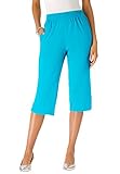 Roaman's Women's Plus Size Soft Knit Pull-On Capri Pant - 5X, Ocean