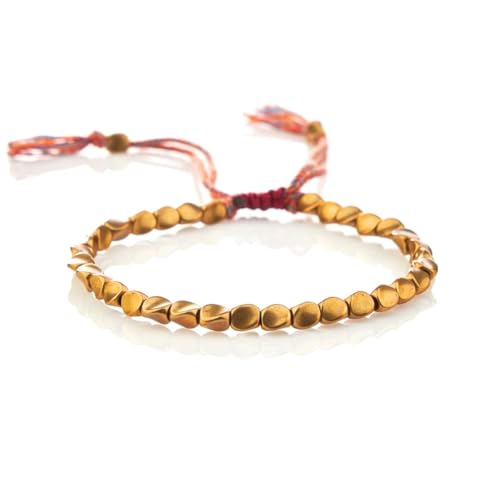 Buddha & Karma Tibetan Copper Beads Bracelet – Handmade Energy Healing for Strength, Balance & Protection – Adjustable Spiritual for Men & Women