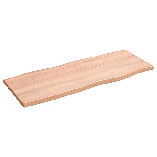 ZEYUAN Tablero Mesa de Madera Tratada Roble Borde Natural 100x40x2 cm, Encimera Cocina, Table Salon - 363947