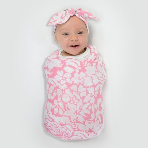 Image of SwaddleDesigns Marquisette Receiving Swaddle Blanket for Baby Boys & Girls, Soft Premium Cotton Muslin, Best Shower Gift, Soft Pink with Soft Black Mod Circles