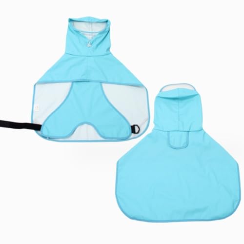 Rosoy レインコート防水オールインクルーシブ通気性雨具ペット犬小型中大型犬ジャケット (L,ブルー)